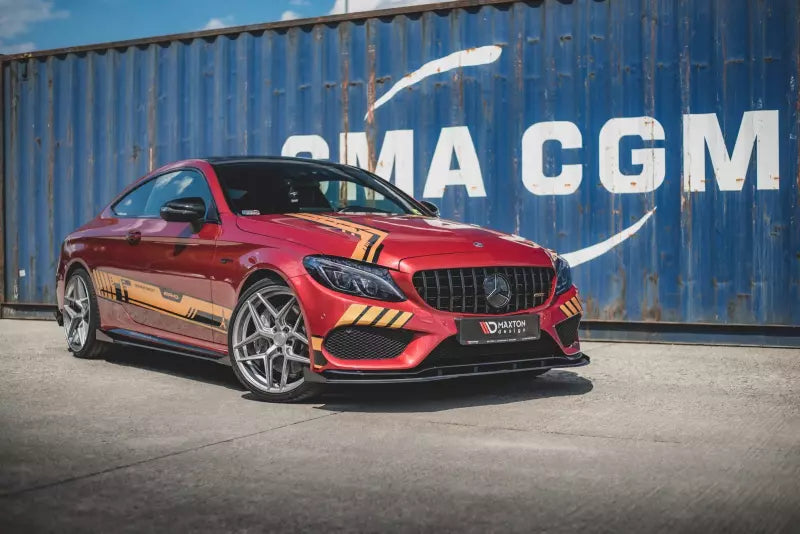Maxton Design Street Pro Frontlippe für Mercedes C43 AMG C205 Coupe schwarz + Glanz Flaps – Ansicht 3