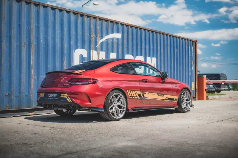 Maxton Design Street Pro Diffusor Flaps für Mercedes C43 AMG C205 Coupe matt schwarz mit Hochglanz Flaps – Ansicht 1