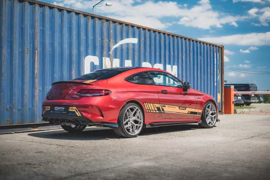 Maxton Design Street Pro Diffusor Flaps für Mercedes C43 AMG C205 Coupe matt schwarz mit Hochglanz Flaps – Ansicht 1