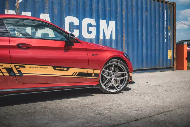 Maxton Design Street Pro Seitenschweller (Paar) für Mercedes C43 AMG C205 Coupe matt schwarz mit Hochglanz Flaps – Ansicht 4