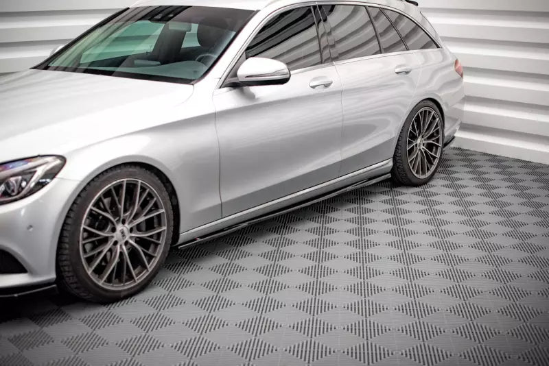 Maxton Design Seitenschweller (Paar) für Mercedes C-Klasse W205 Hochglanz schwarz – Ansicht 1