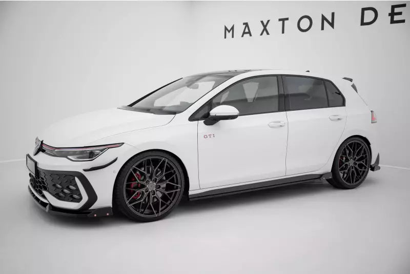 Maxton Design Seitenschweller (Paar) V.2 mit Flaps für VW Golf 8 GTI / Clubsport / GTD / R-Line Hochglanz schwarz – Ansicht 2
