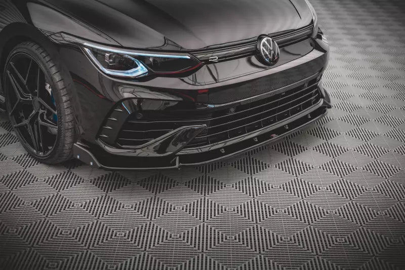 Maxton Design Frontlippe V.2 mit Flaps für VW Golf 8 R Hochglanz schwarz – Ansicht 1