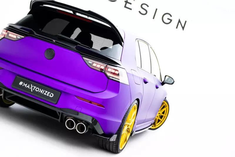 Maxton Design Diffusor Flaps V.2 mit Wings für VW Golf 8 R Hochglanz schwarz – Ansicht 1