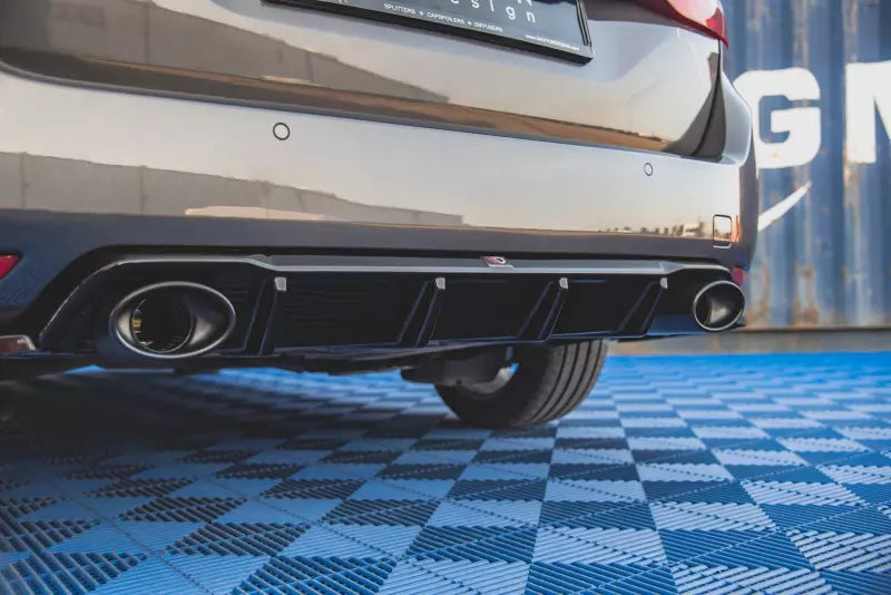 Maxton Design Heckdiffusor mit Sportauspuff Attrappe Schwarz für Peugeot 308 II SW Facelift Hochglanz schwarz – Ansicht 2