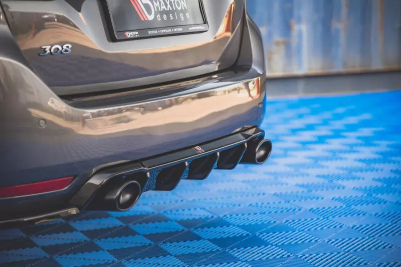 Maxton Design Heckdiffusor mit Sportauspuff Attrappe Schwarz für Peugeot 308 II SW Facelift Hochglanz schwarz – Ansicht 3
