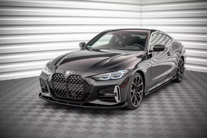 Maxton Design Street Pro Frontlippe für BMW 4er G22 M Paket schwarz + Glanz Flaps – Ansicht 1