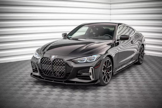 Maxton Design Street Pro Frontlippe für BMW 4er G22 M Paket schwarz + Glanz Flaps – Ansicht 1