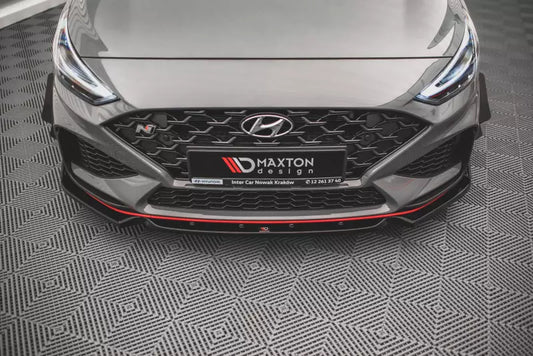 Maxton Design Frontlippe V.1 mit Flaps für Hyundai I30 N Hatchback / Fastback Mk3 Facelift Hochglanz schwarz – Ansicht 1
