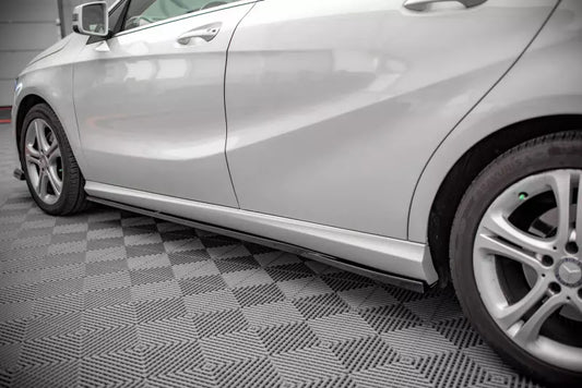 Maxton Design Seitenschweller (Paar) V.2 für Mercedes A-Klasse W176 Hochglanz schwarz – Ansicht 1