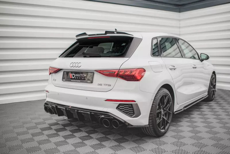 Maxton Design Heckdiffusor mit Sportauspuff Attrappe Schwarz für Audi A3 S-Line Sportback 8Y – Ansicht 4