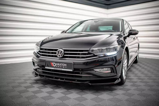 Maxton Design Frontlippe V.1 für VW Passat B8 Facelift Hochglanz schwarz – Ansicht 1