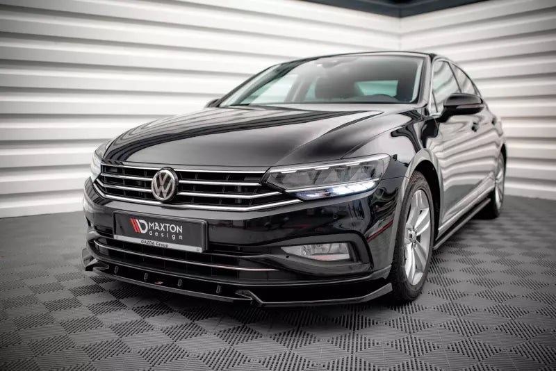 Maxton Design Frontlippe V.2 für VW Passat B8 Facelift Hochglanz schwarz – Ansicht 1