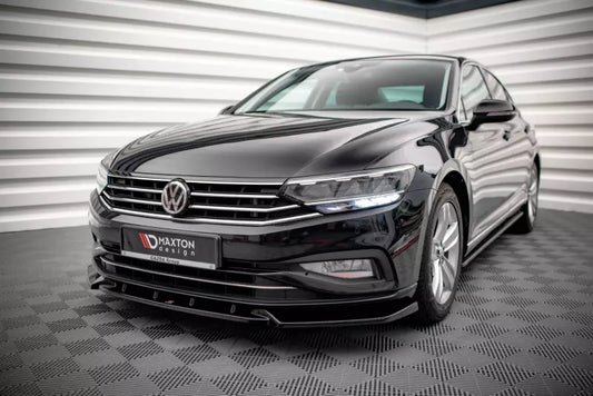 Maxton Design Frontlippe V.2 für VW Passat B8 Facelift Hochglanz schwarz – Ansicht 1