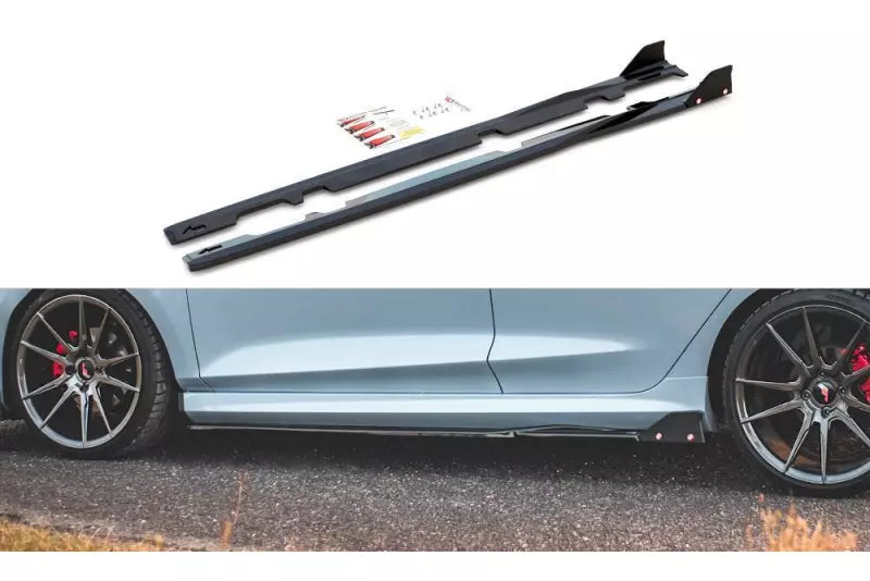 Maxton Design Seitenschweller (Paar) V.2 mit Flaps für Ford Fiesta ST / ST-Line Hochglanz schwarz – Ansicht 2