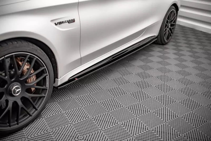 Maxton Design Seitenschweller (Paar) V.1 für Mercedes C63 AMG C205 Coupe Facelift Hochglanz schwarz – Ansicht 1