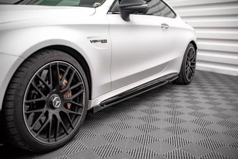 Maxton Design Seitenschweller (Paar) V.2 für Mercedes C63 AMG C205 Coupe Facelift Hochglanz schwarz – Ansicht 1