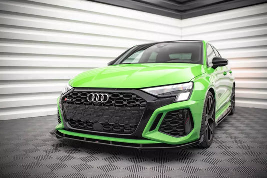 Maxton Design Street Pro Frontlippe für Audi RS3 8Y schwarz + Glanz Flaps – Ansicht 1