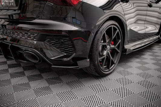 Maxton Design Street Pro Diffusor Flaps für Audi RS3 Sportback 8Y matt schwarz mit Hochglanz Flaps – Ansicht 1