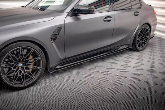 Maxton Design Street Pro Seitenschweller (Paar) für BMW M3 G80 matt schwarz – Ansicht 1
