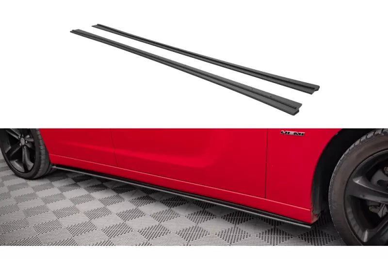 Maxton Design Street Pro Seitenschweller (Paar) für Dodge Charger RT Mk7 Facelift matt schwarz – Ansicht 1