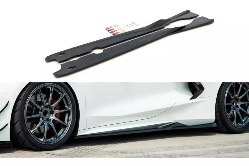 Maxton Design Seitenschweller (Paar) für Chevrolet Corvette C8 Hochglanz schwarz – Ansicht 2