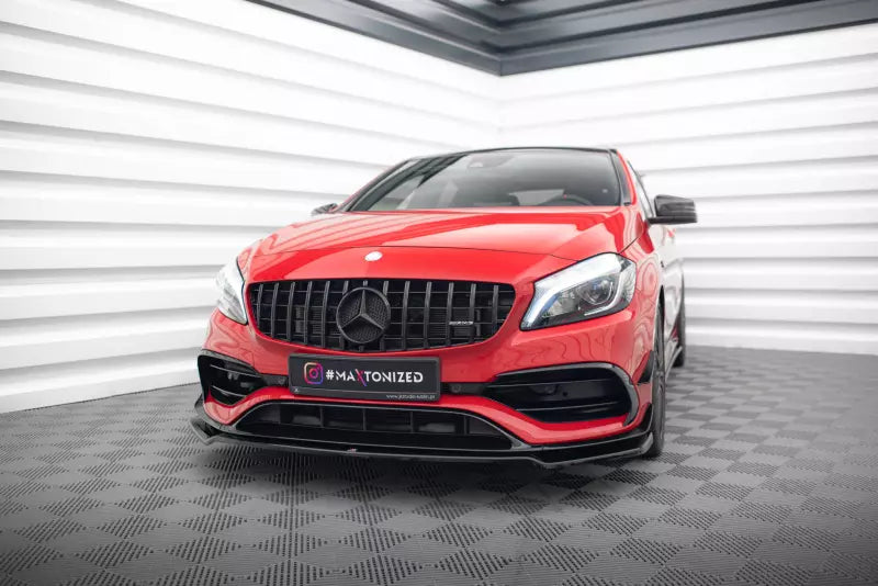 Maxton Design Frontlippe V.2 für Mercedes-Benz A45 Aero W176 Facelift Hochglanz schwarz – Ansicht 1