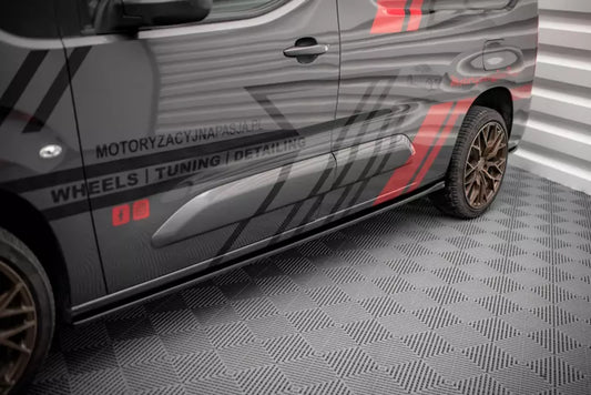 Maxton Design Seitenschweller (Paar) für Peugeot Partner Mk3 Hochglanz schwarz – Ansicht 1