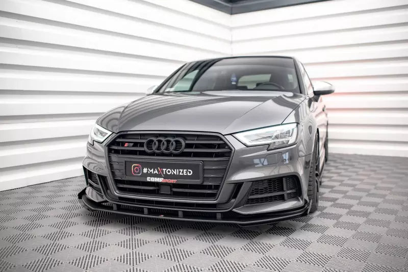 Maxton Design Street Pro Frontlippe mit Flaps für Audi S3 Sportback 8V Facelift Hochglanz schwarz – Ansicht 1