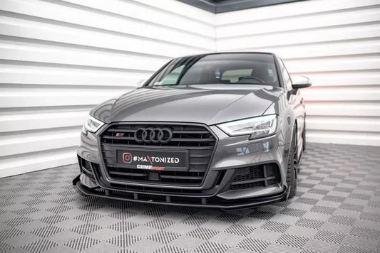 Maxton Design Street Pro Frontlippe mit Flaps für Audi S3 Sportback 8V Facelift Hochglanz schwarz – Ansicht 1
