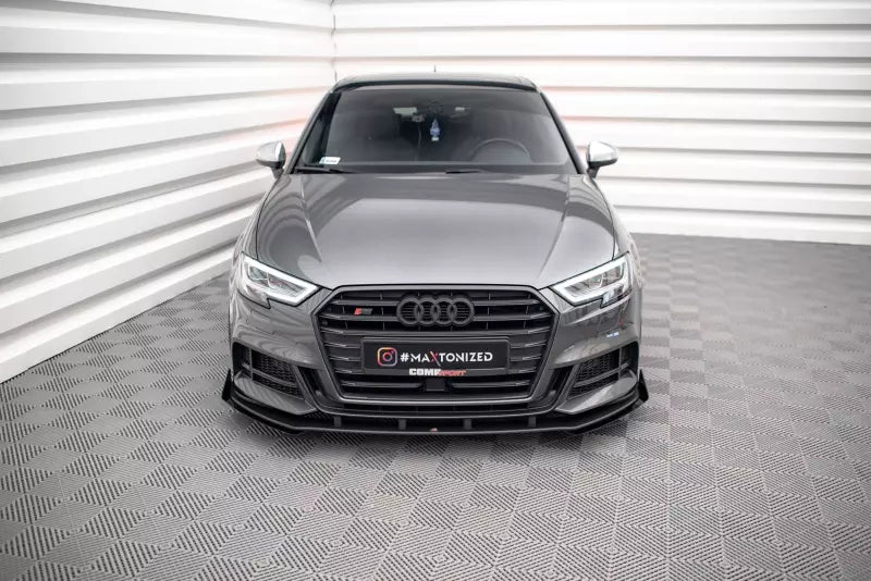 Maxton Design Street Pro Frontlippe mit Flaps für Audi S3 Sportback 8V Facelift Hochglanz schwarz – Ansicht 2