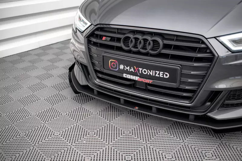 Maxton Design Street Pro Frontlippe mit Flaps für Audi S3 Sportback 8V Facelift Hochglanz schwarz – Ansicht 3