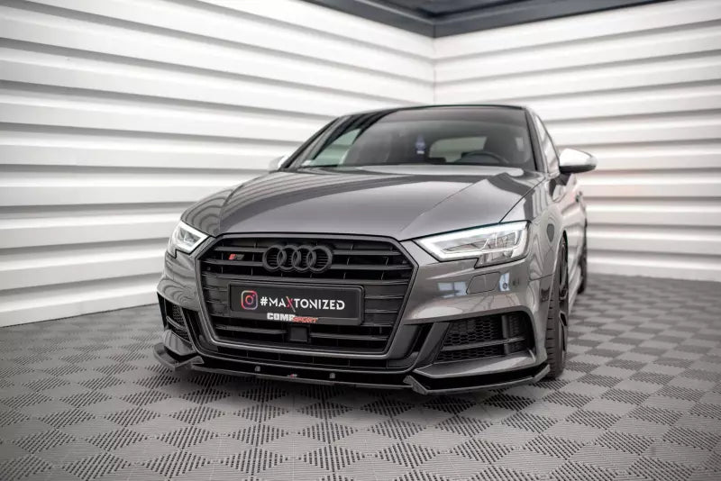 Maxton Design Frontlippe V.1 für Audi S3 Sportback 8V Facelift Hochglanz schwarz – Ansicht 1