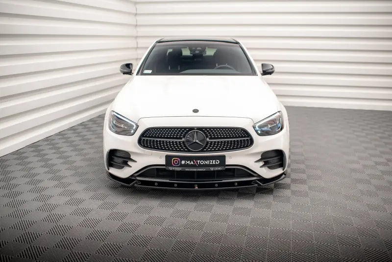 Maxton Design Frontlippe V.2 für Mercedes E-Klasse W213 / S213 Facelift AMG-Line (2020-2023) Hochglanz schwarz – Ansicht 2