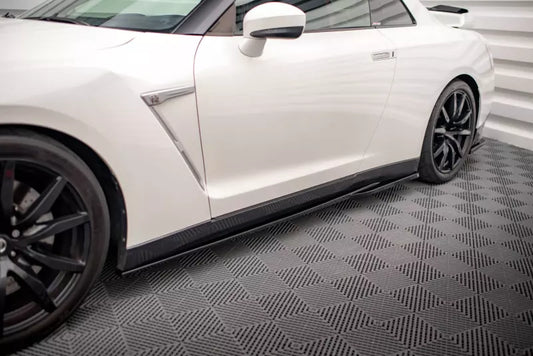 Maxton Design Seitenschweller (Paar) für Nissan GTR R35 Facelift Hochglanz schwarz – Ansicht 1