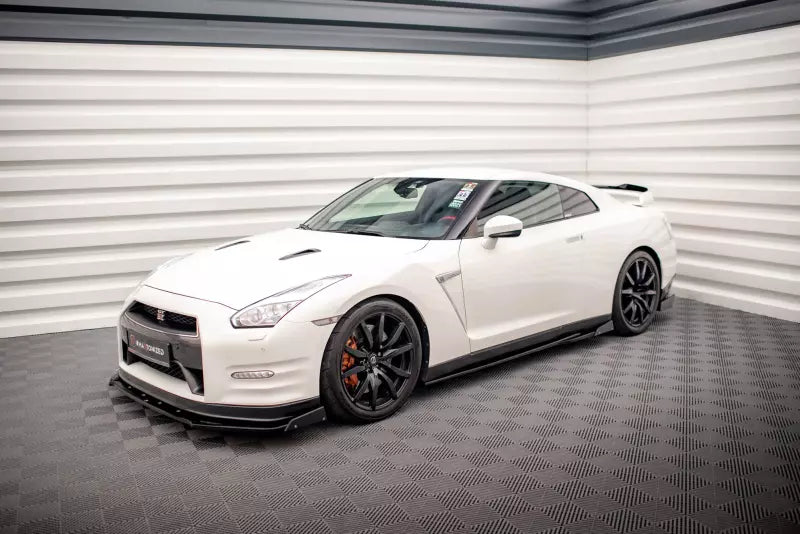 Maxton Design Seitenschweller (Paar) mit Flaps für Nissan GTR R35 Facelift Hochglanz schwarz – Ansicht 3