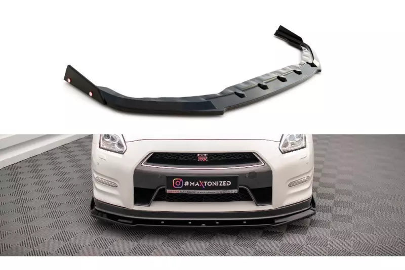Maxton Design Frontlippe mit Flaps für Nissan GTR R35 Facelift Hochglanz schwarz – Ansicht 1