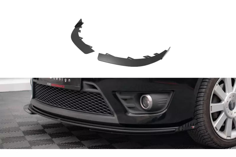 Maxton Design Street Pro Frontlippen Flaps für Ford Fiesta ST Mk6 Hochglanz schwarz – Ansicht 1