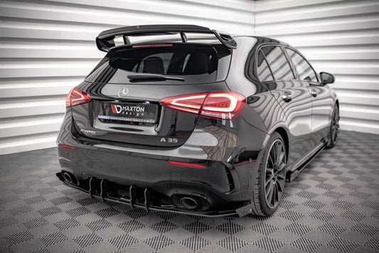 Maxton Design Street Pro Heckdiffusor für Mercedes A35 AMG Hatchback W177 schwarz matt mit Hochglanz Flaps – Ansicht 1