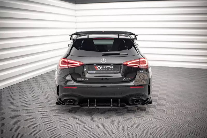 Maxton Design Street Pro Heckdiffusor für Mercedes A35 AMG Hatchback W177 schwarz matt mit Hochglanz Flaps – Ansicht 2