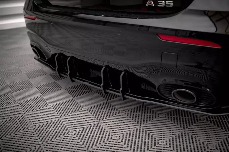 Maxton Design Street Pro Heckdiffusor für Mercedes A35 AMG Hatchback W177 schwarz matt mit Hochglanz Flaps – Ansicht 4