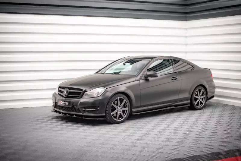Maxton Design Seitenschweller (Paar) für Mercedes C-Klasse W204 Coupe / Limousine / Kombi AMG-Line 2011-2015 Hochglanz schwarz – Ansicht 3