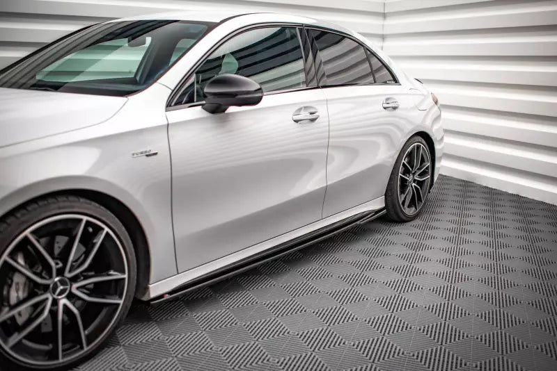 Maxton Design Seitenschweller (Paar) V.2 für für Mercedes A35 AMG / AMG-Line W177 Hochglanz schwarz – Ansicht 1