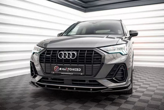Maxton Design Frontlippe V.1 für Audi Q3 S-Line F3 Hochglanz schwarz – Ansicht 1