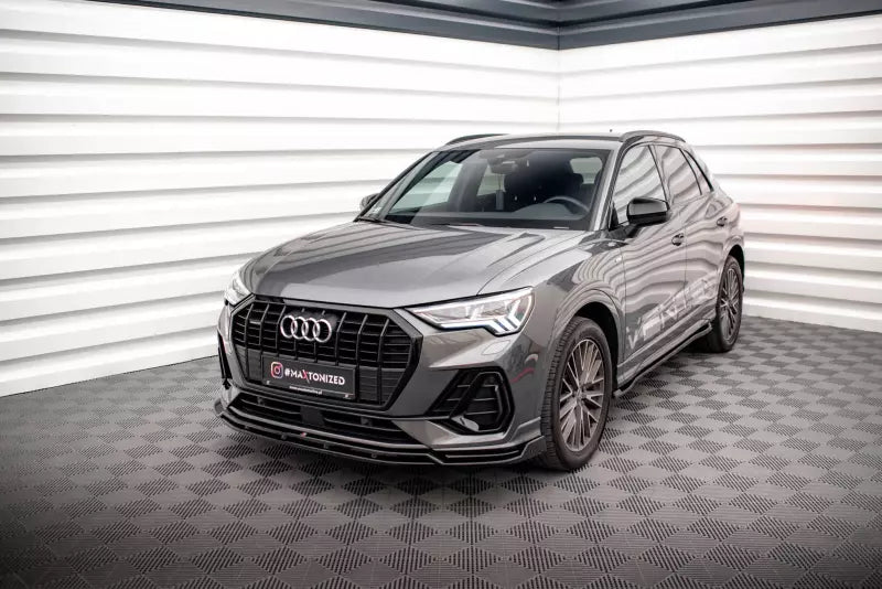 Maxton Design Frontlippe V.2 für Audi Q3 S-Line F3 Hochglanz schwarz – Ansicht 1