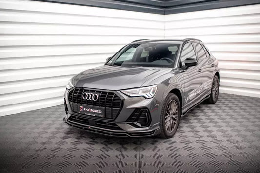 Maxton Design Frontlippe V.2 für Audi Q3 S-Line F3 Hochglanz schwarz – Ansicht 1