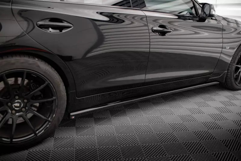 Maxton Design Seitenschweller (Paar) für Infiniti Q50 S Mk1 Hochglanz schwarz – Ansicht 2