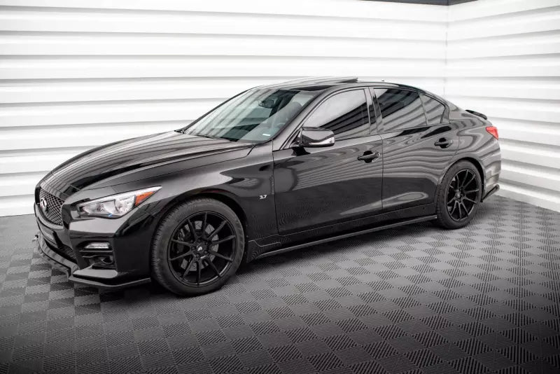 Maxton Design Seitenschweller (Paar) für Infiniti Q50 S Mk1 Hochglanz schwarz – Ansicht 3