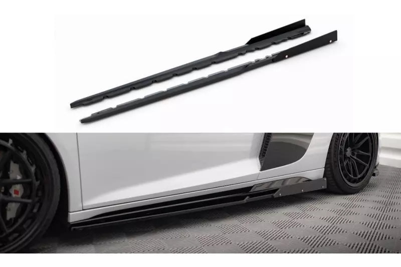 Maxton Design Seitenschweller (Paar) V.2 mit Flaps für Audi R8 Mk2 Facelift Hochglanz schwarz – Ansicht 2