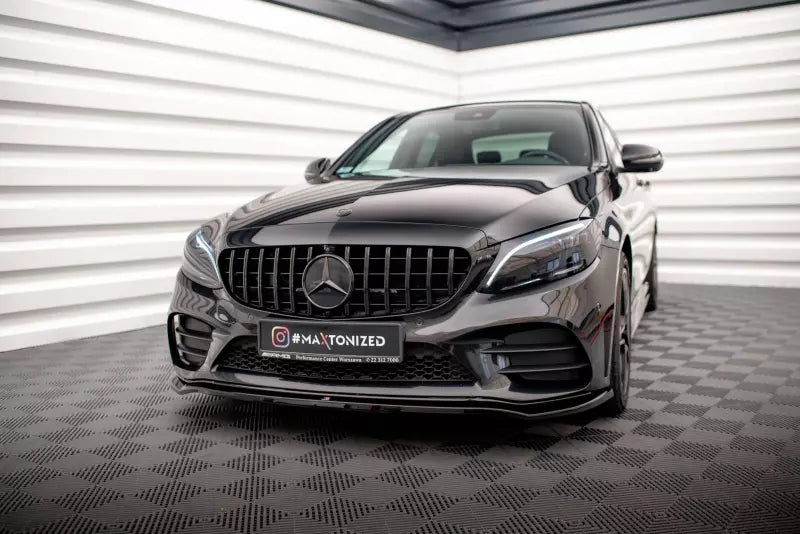 Maxton Design Frontlippe V.1 für Mercedes-Benz C AMG Line Limousine / Coupe / Kombi W205 / C205 / S205 Facelift Hochglanz schwarz – Ansicht 1